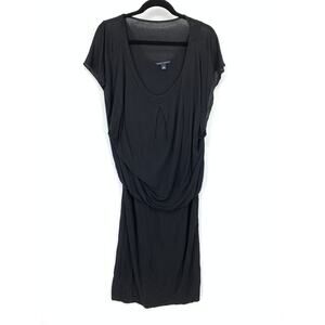 Banana Republic Blouson Dress Fitted Bottom Womens Sz M Black Short Sleeve